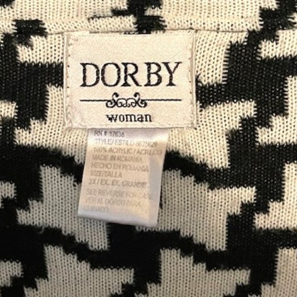 Classic Black & White Houndstooth Cardigan - Dorby Woman - Size 2X - Picture 2 of 3